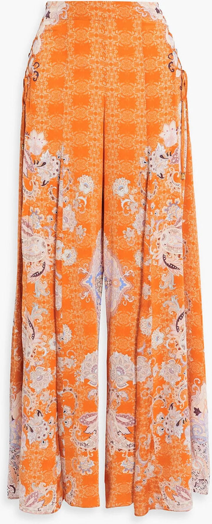 Printed silk crepe de chine wide-leg pants