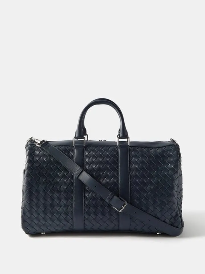 Intrecciato-leather Holdall
