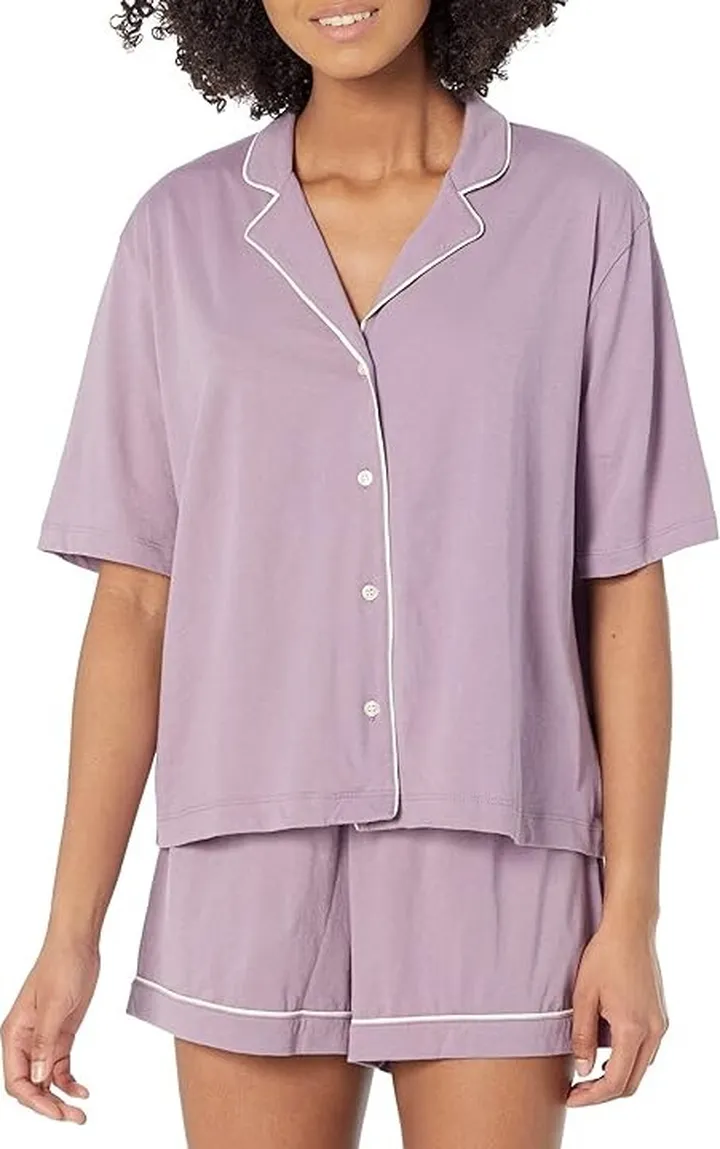 Skin Organic Pima Cotton Cayla Short PJ Set (Iris) Women's Pajama Sets