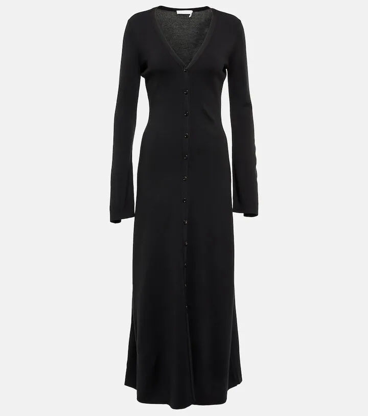 Button-down wool maxi dress