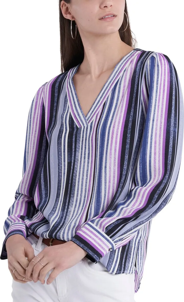 Stripe Long Sleeve Tunic Blouse