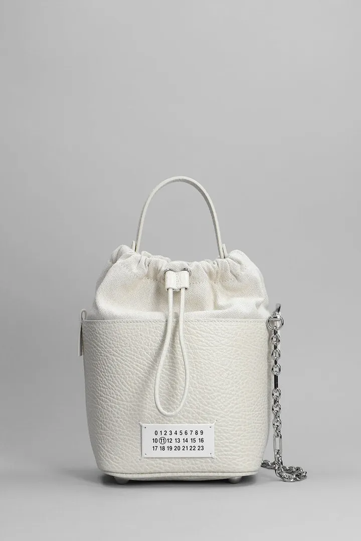 Hand Bag In White Leather