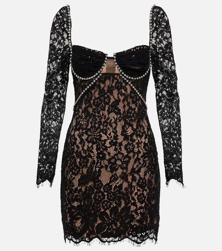 Embellished lace minidress