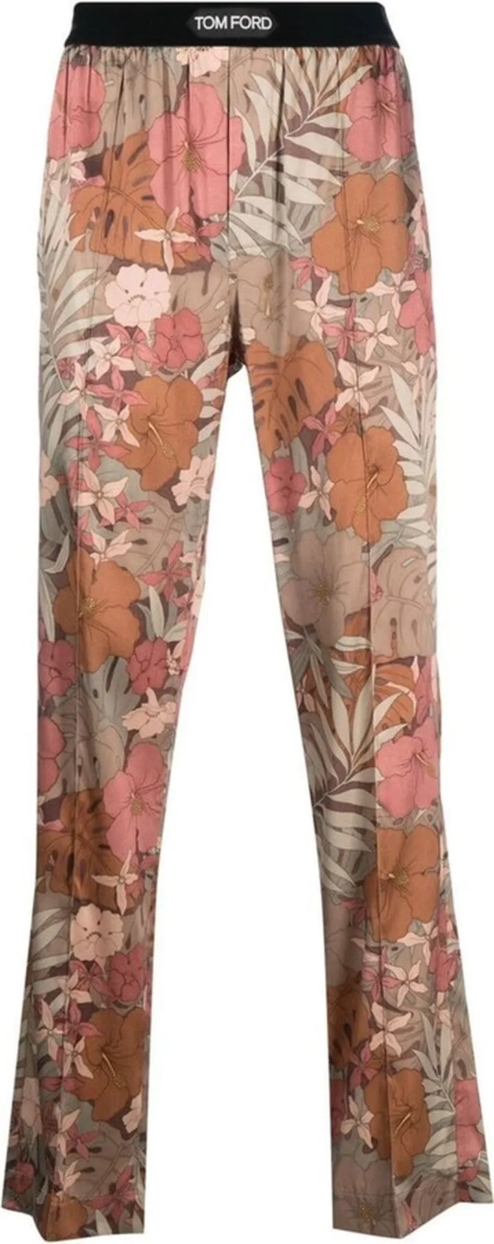 Floral-Print Silk Pajama Trousers