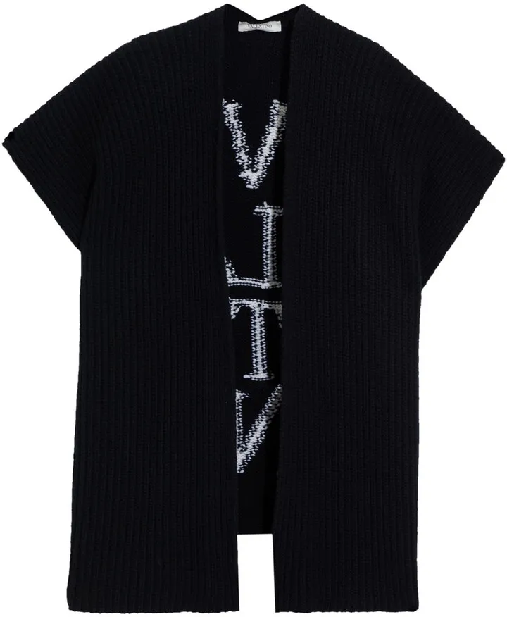Intarsia ribbed wool cape