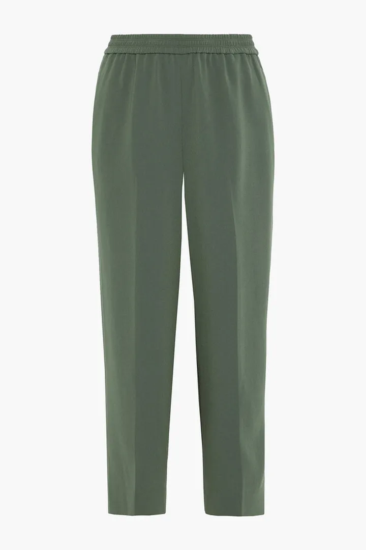 Cropped stretch-crepe wide-leg pants