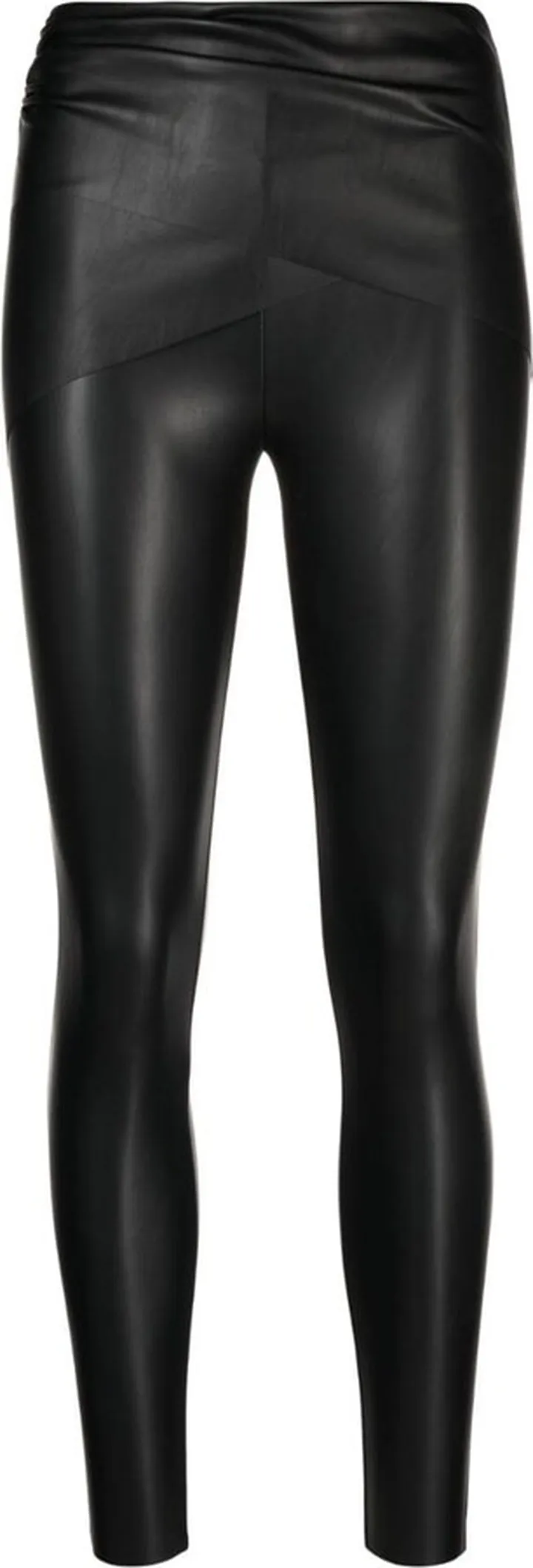 High-Waisted Polished-Finish Trousers