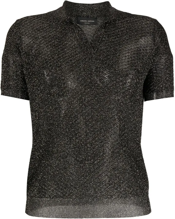 Metallic Knitted Polo Shirt
