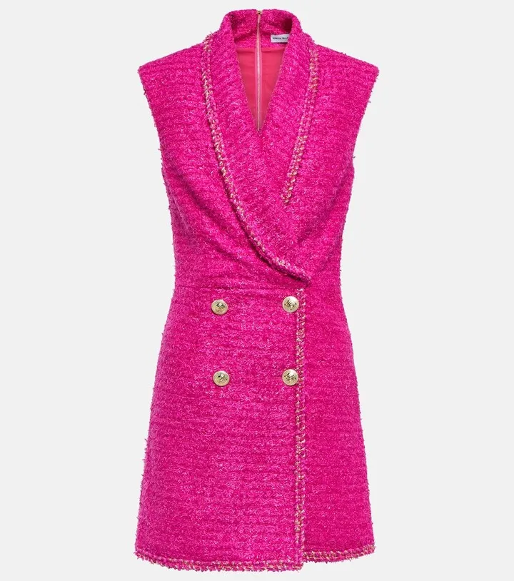 Double-breasted tweed minidress