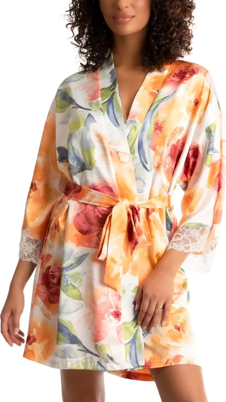 Linea Donatella Women's Lindsey Garden Lace-Trim Robe