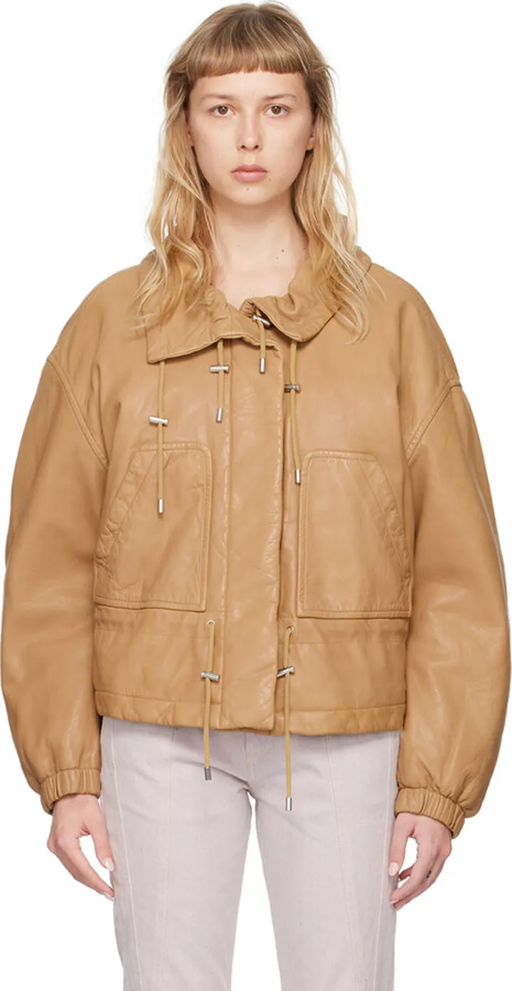 Isabel Marant Beige Akiras Leather Bomber Jacket