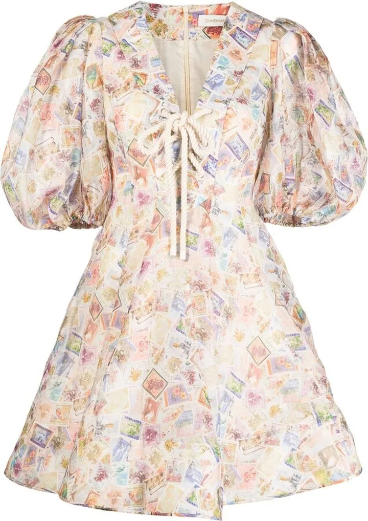 High Tide puff-sleeve minidress