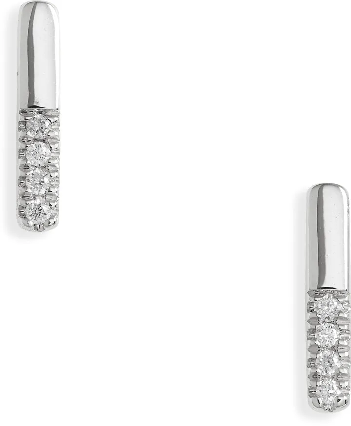 Sylvie Pavé Diamond Bar Stud Earrings