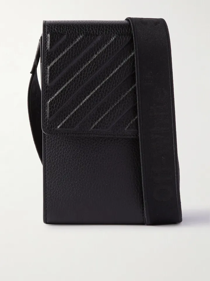 Logo-Print Full-Grain Leather Phone Case