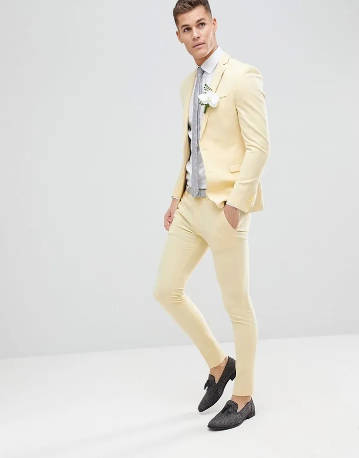 ASOS DESIGN wedding super skinny suit pants in sherbet lemon