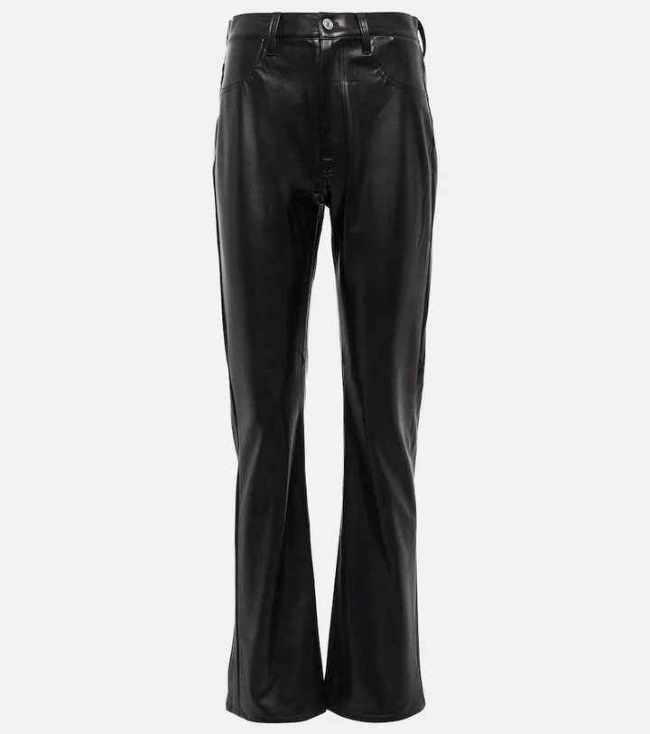 High-rise straight faux leather pants