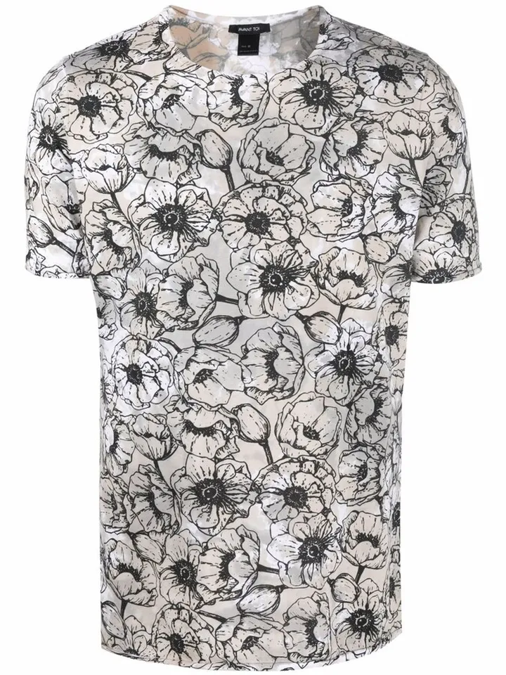 floral-print cotton T-shirt