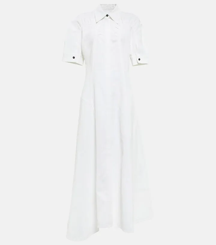 Asymmetric linen shirt dress