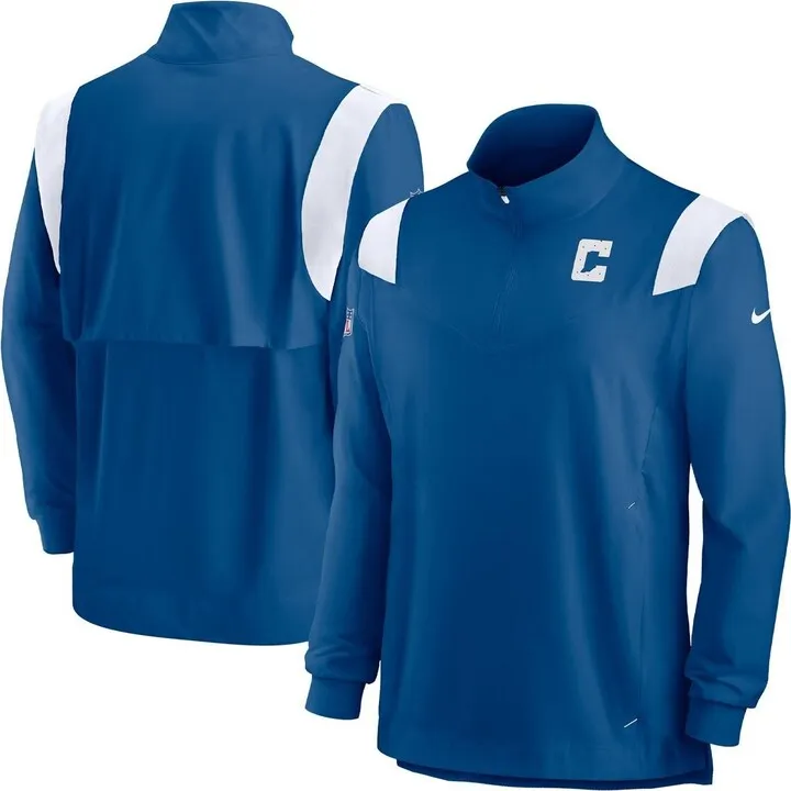 Men's Nike Royal Indianapolis Colts Sideline Coach Chevron Lockup Quarter-Zip Long Sleeve Top
