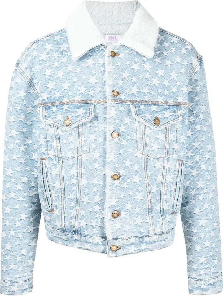 Star-Jacquard Denim Jacket