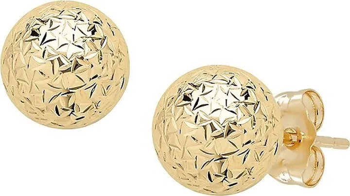14K Yellow Gold Crystal-Cut Ball Stud Earrings