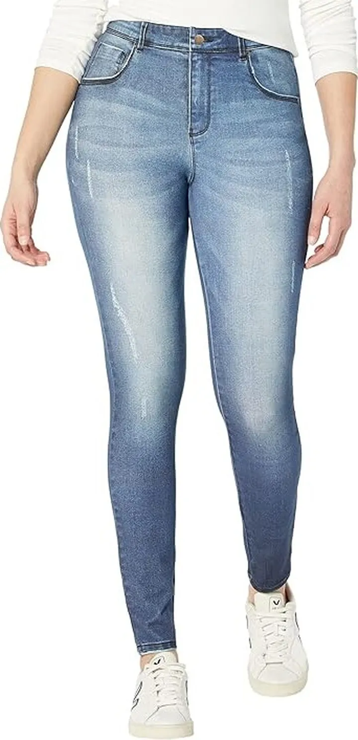 HUE Digital Printed Dream Denim Leggings (Medium Wash) Women's Casual Pants