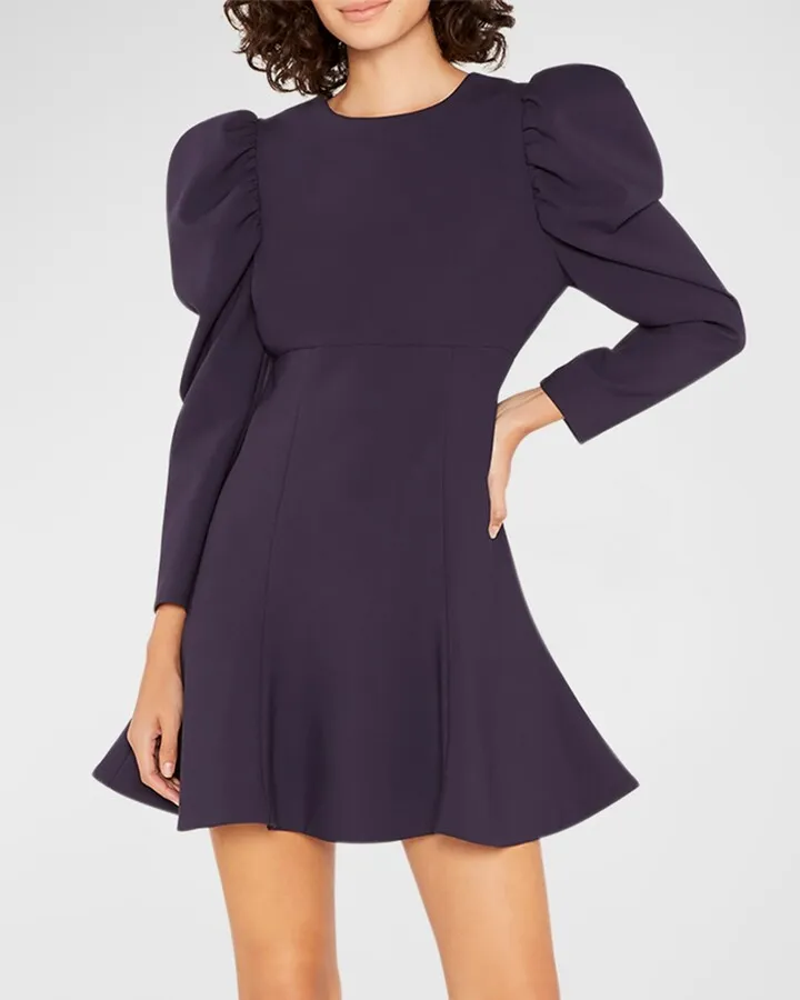 Alia Puff-Sleeve Mini Fit-&-Flare Dress
