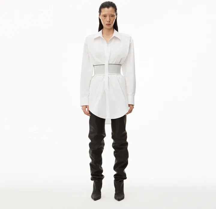 Alexander Wang Women's Logo Elastic Dress In Cotton Poplin White