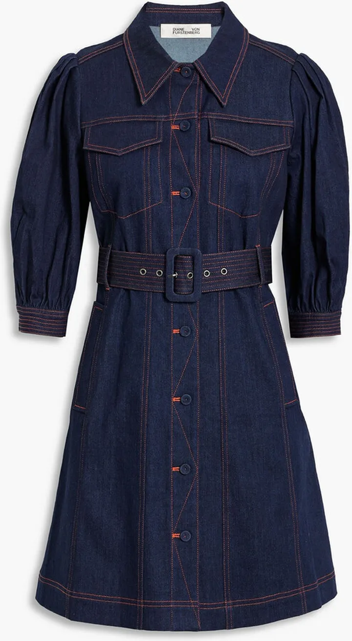 Britney belted denim mini shirt dress