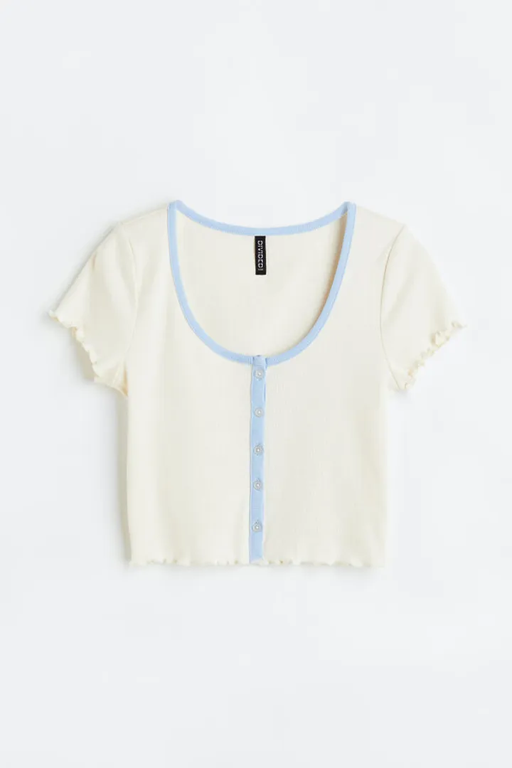 Button-front Crop Top