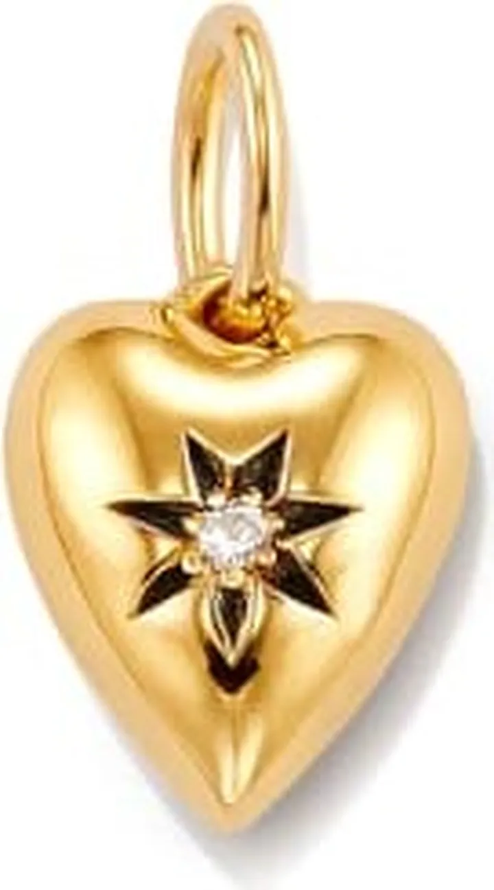 Heart 18k Yellow Gold Vermeil Charm in White Sapphire