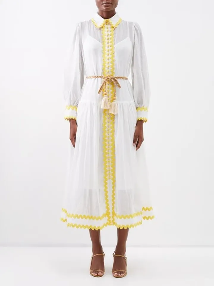 Cira Rickrack-trim Ramie Midi Dress