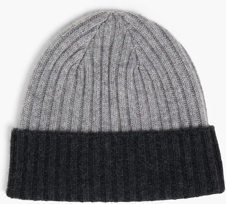 Two-tone cashmere beanie