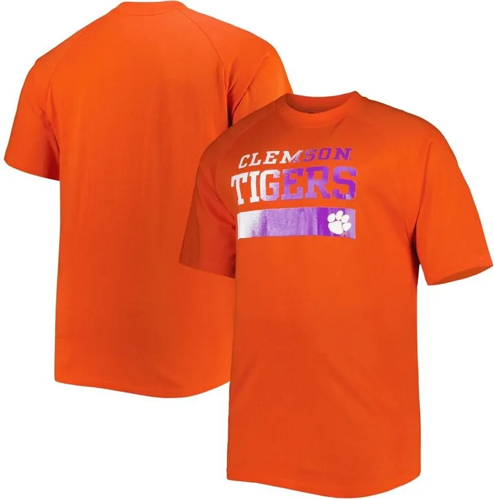 Men's Orange Clemson Tigers Big and Tall Raglan T-shirt