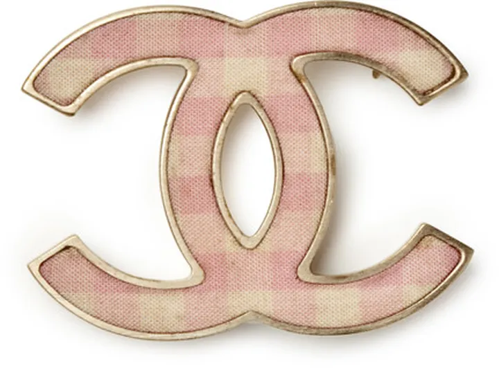 Vintage Large Gingham CC Logo Brooch