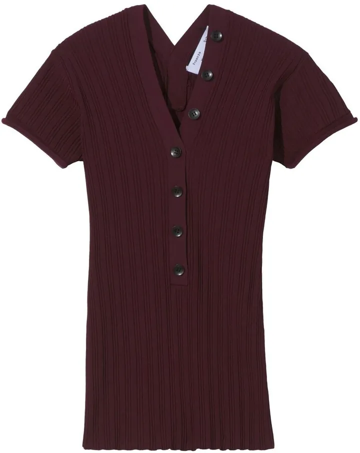 Ribbed Knit Polo Top