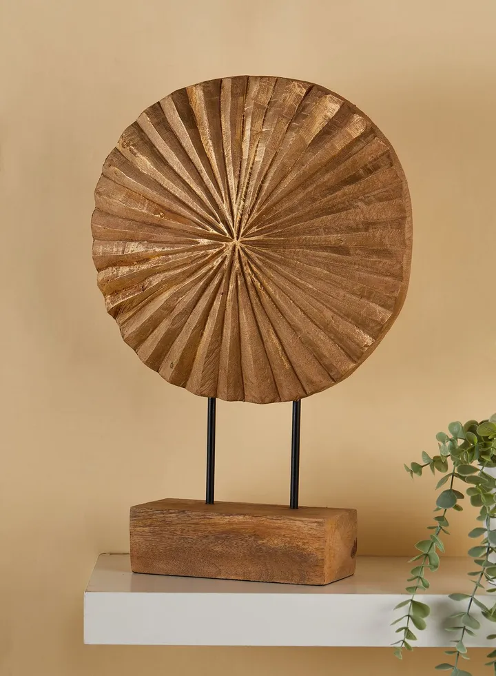 Premium Fluted Disc Wooden Sculpture