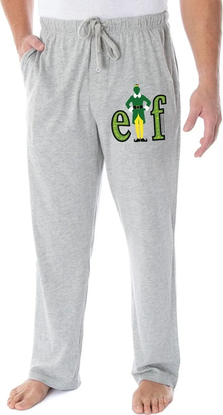Elf The Movie Men's Holiday Film Logo Loungewear Sleep Bottoms Pajama Pants (2X) Grey