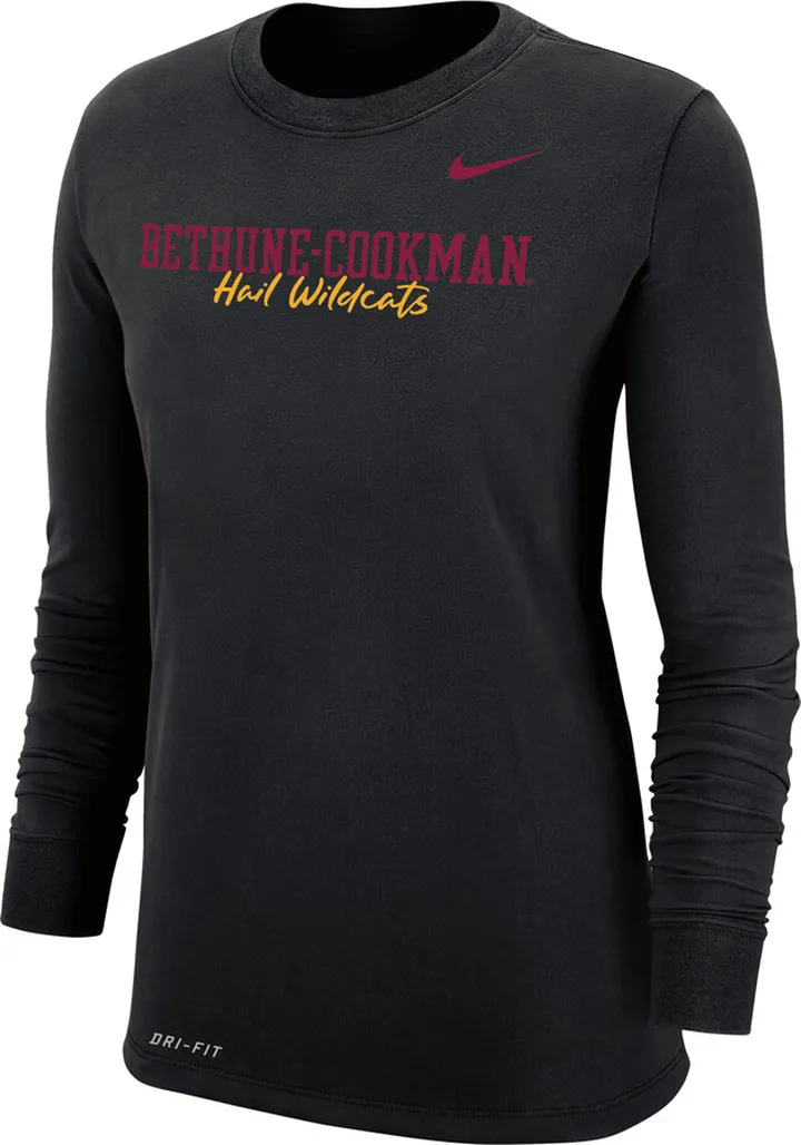 Nike Women's College Dri-FIT 365 Bethune-Cookman Long-Sleeve T-Shirt in Black