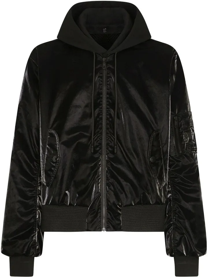 Varnished Hooded Bomber Jacket
