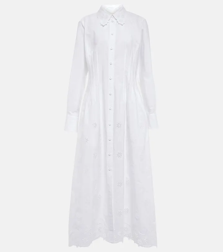 Embroidered midi shirt dress