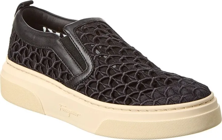 Ferragamo Cassina La Leather-Trim Slip-On Sneaker