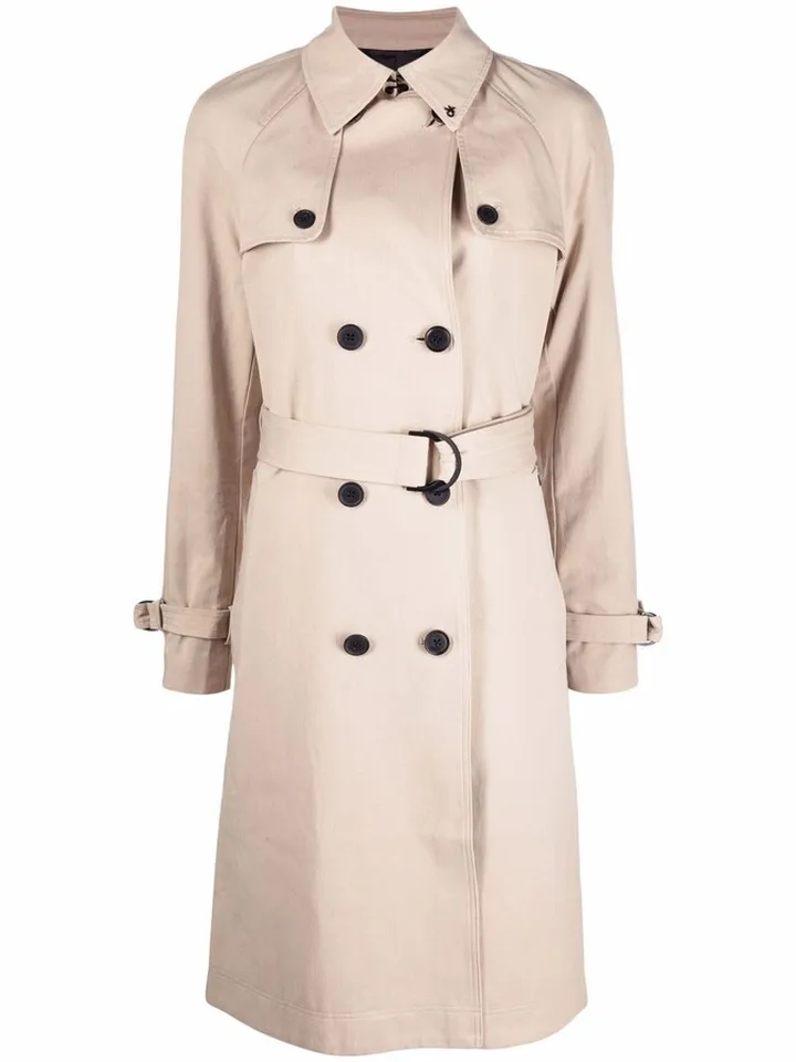 Double-Breasted Button-Fastening Coat