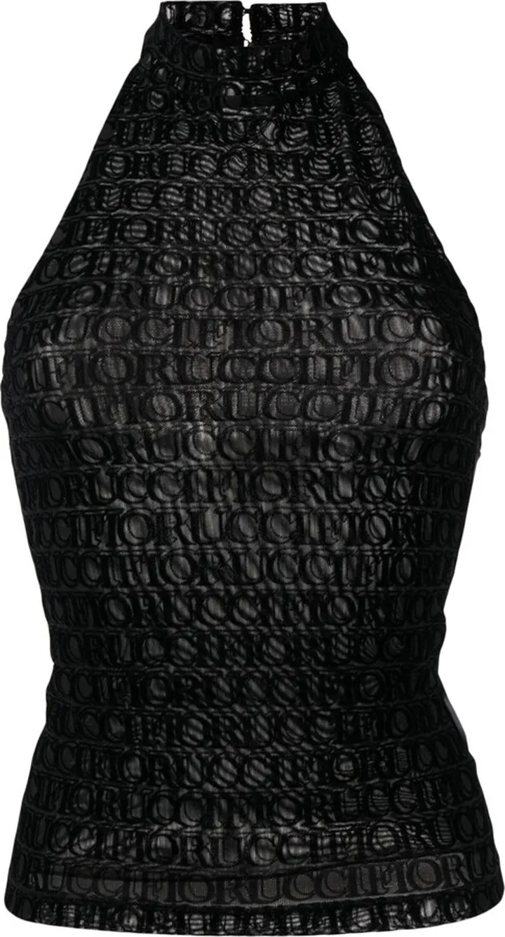 Monogram-Pattern Halterneck Top