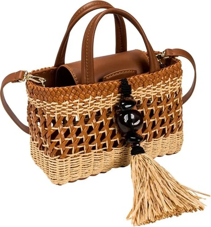 Serena Uziyel Almeria Tassel Tan & Natural Mini Tote Bag - Brown