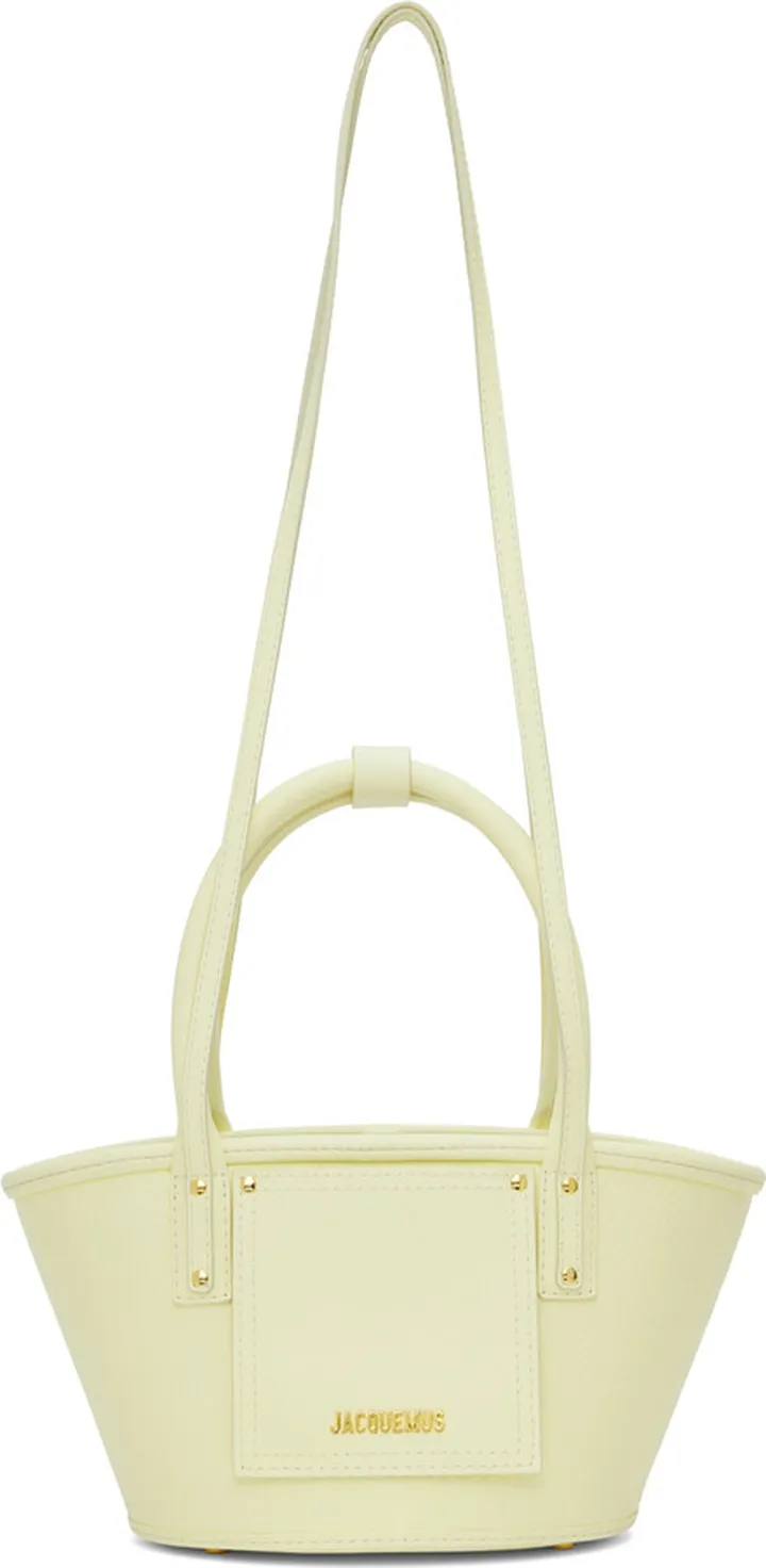 Jacquemus Yellow Le Raphia 'Le Petit Panier Soli Cuir' Tote