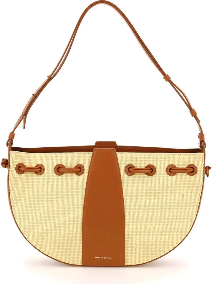Raffia And Leather Lilium Bag