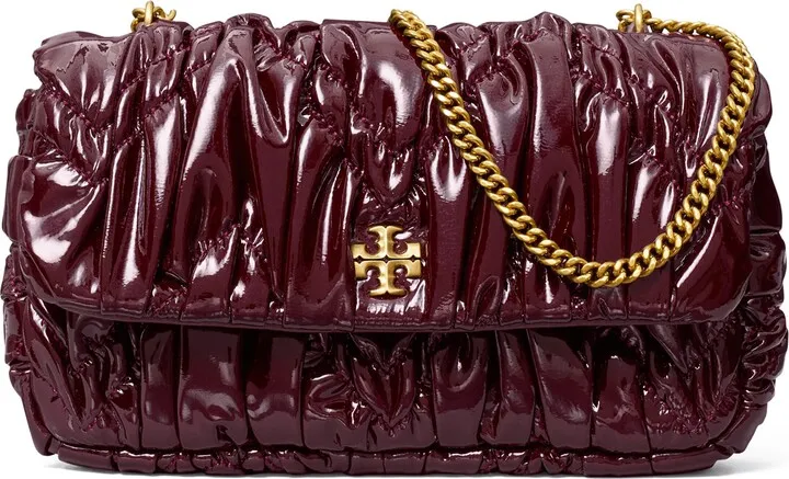 Mini Kira Ruched Patent Leather Shoulder Bag