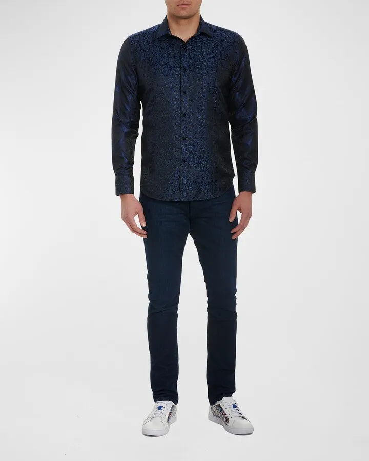 Men's Scattered Stars Silk Jacquard Paisley Sport Shirt