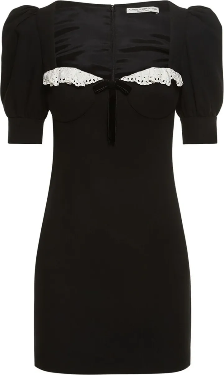 Crepe cady & lace mini dress